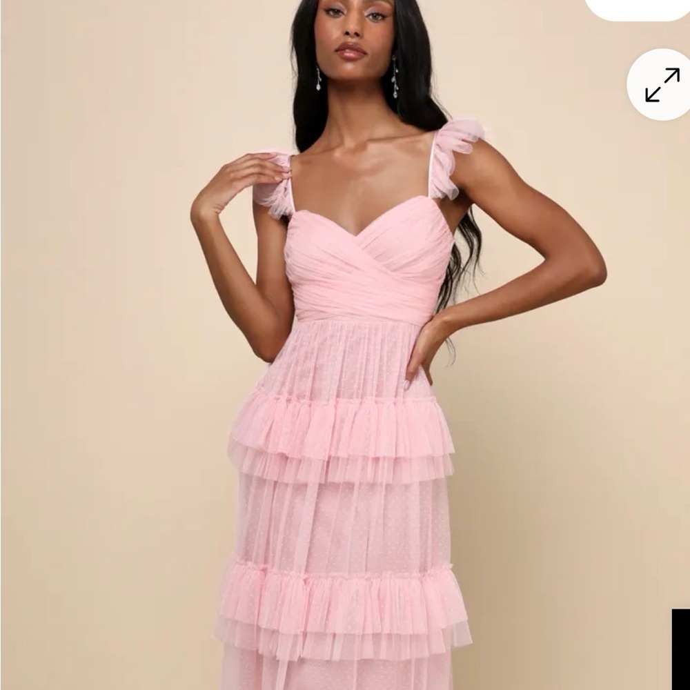 Lulu's Blush Pink Ruffled Maxi Dress